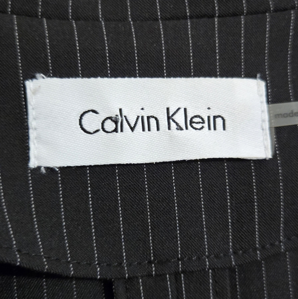 Calvin Klein Black White Pinstrip Fit And Flare Dress NO SIZE TAG - Picture 8 of 11